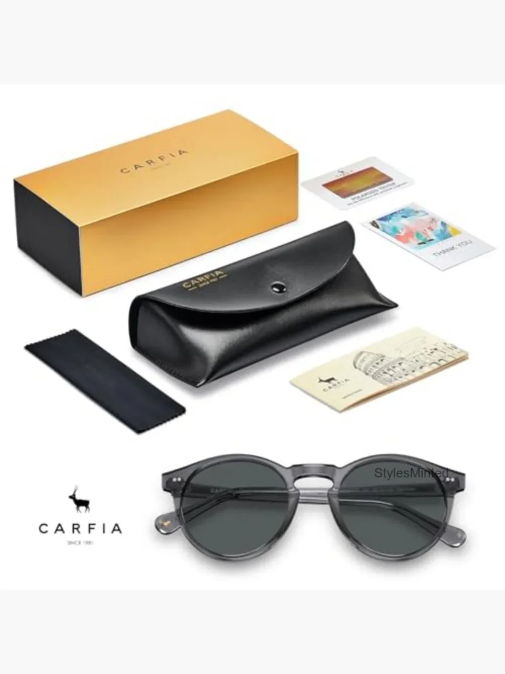 Retro Round Polarized Mens Sunglasses UV Protection Acetate Frame